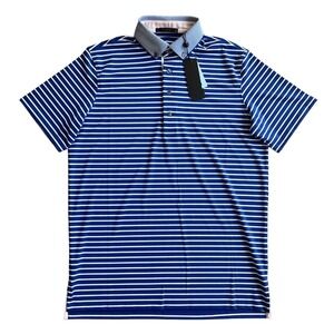 Greyson Golf NWT Blue/White Striped Altoona Short Sleeve Polo Shirt - Large L